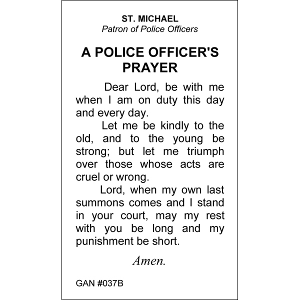 St. Michael Prayer CardPolice Officer Prayer | Gannon's Prayer Card Co.