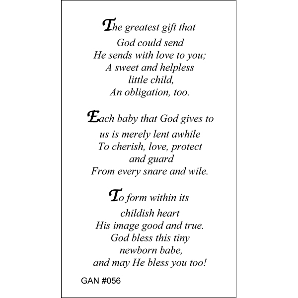 Greatest Gift Prayer Card | Gannon's Prayer Card Co.