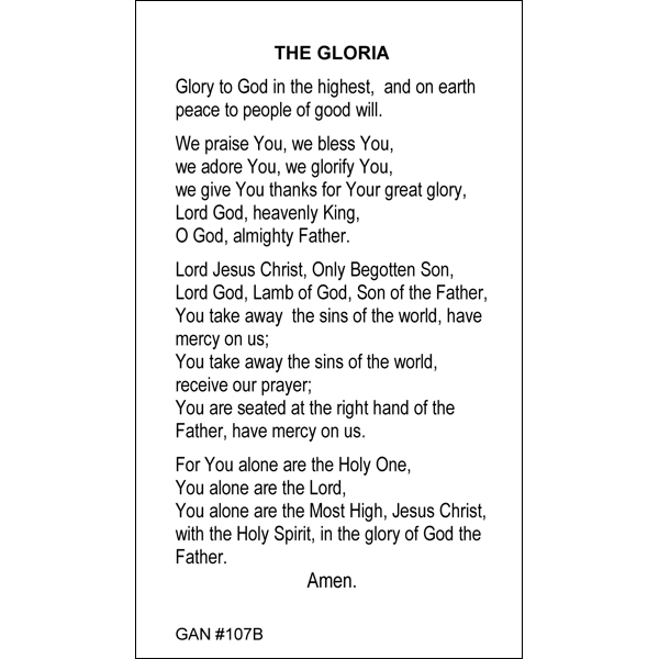 The Gloria Prayer Card | Gannon's Prayer Card Co.