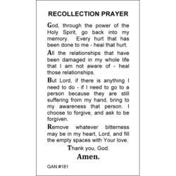 Recollection Prayer Card | Gannon's Prayer Card Co.