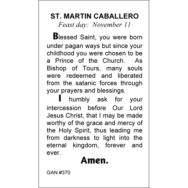 san martin caballero prayer