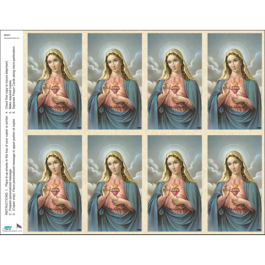 Immaculate Heart Of Mary Classic 8 Up Prayer Cards Gannon S Prayer Card Co